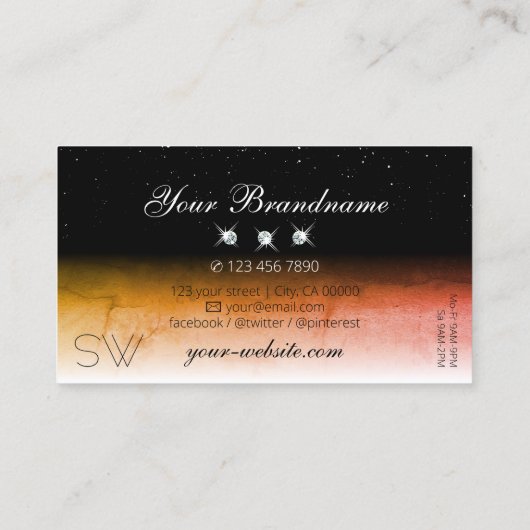 オレンジエレガント色のマーリング白黒モノグラムジュエリー 名刺 (裏面)