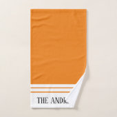 オレンジエレガント色の名モノグラムの前バスタオオルセット バスタオルセット (ハンドタオル)