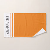 オレンジエレガント色の名モノグラムの前バスタオオルセット バスタオルセット (ハンドタオル)