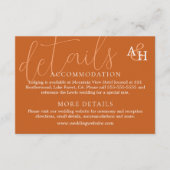 オレンジエレガント色の書道結婚式RSVPカード エンクロージャーカード (正面)