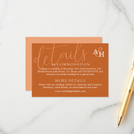 オレンジエレガント色の書道結婚式RSVPカード エンクロージャーカード