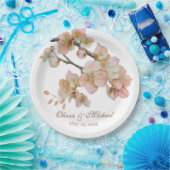 オレンジエレガント色の水彩書道 ペーパープレート (パーティー)