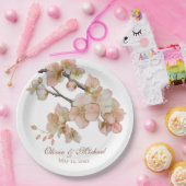 オレンジエレガント色の水彩書道 ペーパープレート (パーティー)