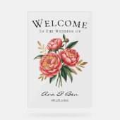オレンジエレガント色の牡丹の結婚花束の歓迎サイン アクリルサイン (正面)