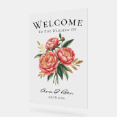 オレンジエレガント色の牡丹の結婚花束の歓迎サイン アクリルサイン (傾斜)