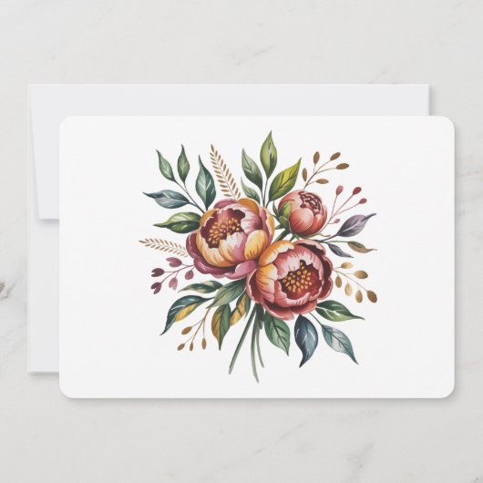 オレンジエレガント色の牡丹リハーサルディナー 招待状 (裏面)