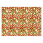 オレンジエレガント色の白い花と渦巻き テーブルクロス (正面(横))