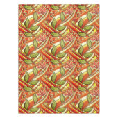 オレンジエレガント色の白い花と渦巻き テーブルクロス (正面)