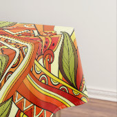 オレンジエレガント色の白い花と渦巻き テーブルクロス (インサイチュ)