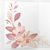 オレンジエレガント色の花のカスタムウェディング 三つ折り招待状 (内部最初)