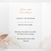 オレンジエレガント色の花のカスタムウェディング 三つ折り招待状 (内部中)