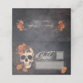 オレンジエレガント色の花のテーブルと名前の場所 プレイスカード (外部開封)