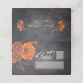 オレンジエレガント色の花のテーブルと名前の場所 プレイスカード (外部開封)