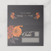 オレンジエレガント色の花のテーブルと名前の場所 プレイスカード (外部開封)