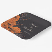 オレンジエレガント色の花シッ結婚ク日付 ペーパープレート (傾斜あり)