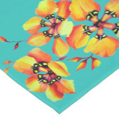 オレンジエレガント色の花 – アクア ショートテーブルランナー (コーナー)