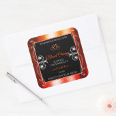 オレンジエレガント色の赤い製品ラベル宝石ブラック スクエアシール (封筒)