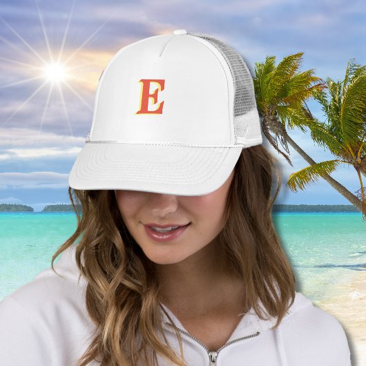 オレンジエレガント色の赤3Dイニシャル文字 |コーラル キャップ