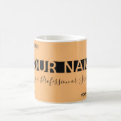 オレンジエレガント色の黒ストライプ色の名刺 コーヒーマグカップ (中央)