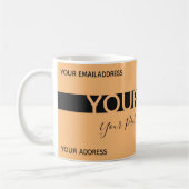 オレンジエレガント色の黒ストライプ色の名刺 コーヒーマグカップ (左)