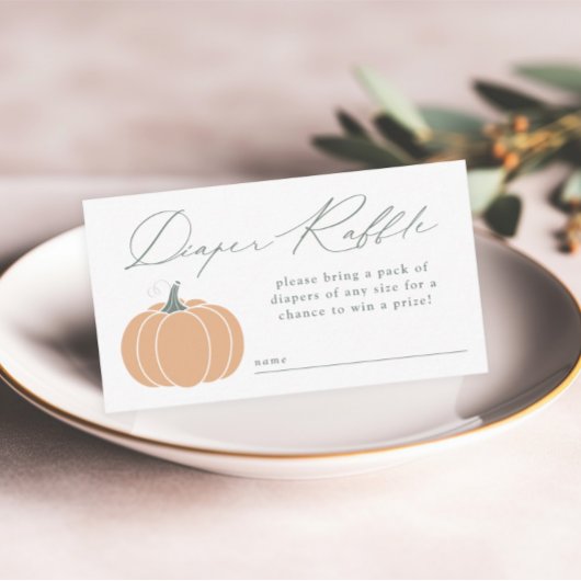オレンジエレガント色カボチャ赤ちゃんシャワーおむつラッフル エンクロージャーカード