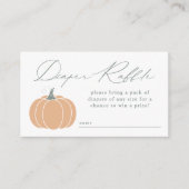 オレンジエレガント色カボチャ赤ちゃんシャワーおむつラッフル エンクロージャーカード (正面)