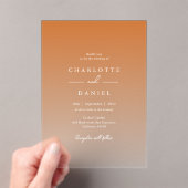 オレンジエレガント色グラディエント結婚アクリル アクリル招待状 (インサイチュ (ポータブル))