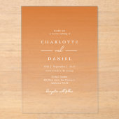 オレンジエレガント色グラディエント結婚アクリル アクリル招待状 (正面)