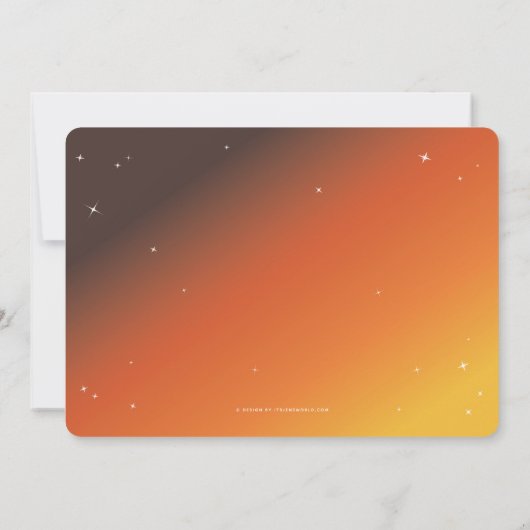 オレンジエレガント色サンセットスパイダーウェブハローウィンパーティ 招待状 (裏面)