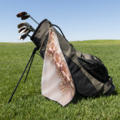 オレンジエレガント色ピーチフローラゴルフタオル ゴルフタオル (グリーン)