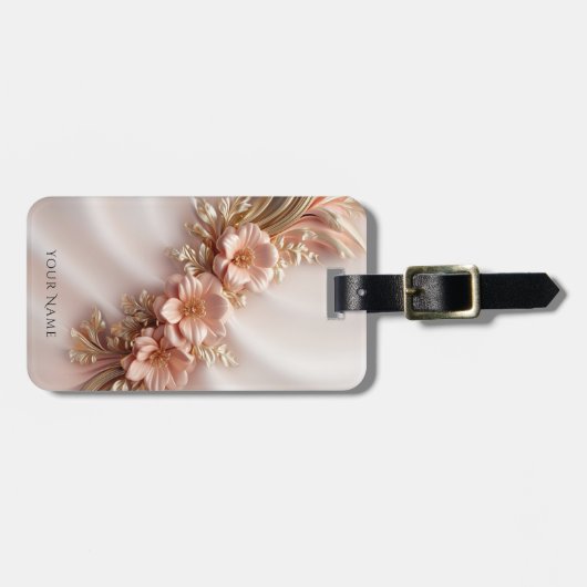オレンジエレガント色ピーチフローララゲージタグ ラゲッジタグ (正面横)