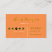 オレンジエレガント色金ゴールドメイクアップアーティスト 名刺 (裏面)