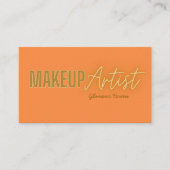 オレンジエレガント色金ゴールドメイクアップアーティスト 名刺 (正面)