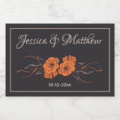 オレンジエレガント花ミニマル結婚リスト スパークリングワインラベル (シングルラベル)