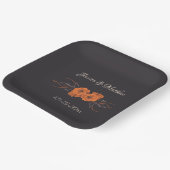 オレンジエレガント花ミニマル結婚リスト ペーパープレート (傾斜あり)