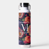 オレンジエレガント赤フローラロマンチックなモノグラム ウォーターボトル (正面)