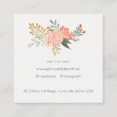 オレンジエレガント赤面ピンクグリーンアンブロシアフローラ スクエア名刺 (裏面)