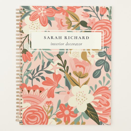 オレンジエレガント赤面ピーチグリーンアンブロシアフローラ プランナー手帳 (正面)