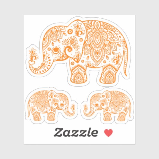 オレンジエレファントヴィンテージフローラペイズリー シール (シート)