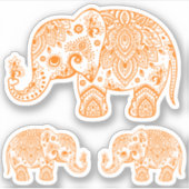 オレンジエレファントヴィンテージフローラペイズリー シール (正面)