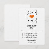 オレンジオタク系の色の眼鏡レスポンスカード 出欠カード (正面/裏面)