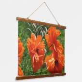 オレンジオリエンタルポピー木枠 吊り下げ型タペストリー (傾斜あり)