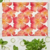 オレンジオレアンダーの花柄パターン キッチンタオル (折り畳み)