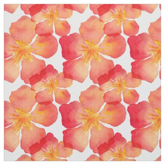 オレンジオレアンダーの花柄パターン ファブリック (見本)