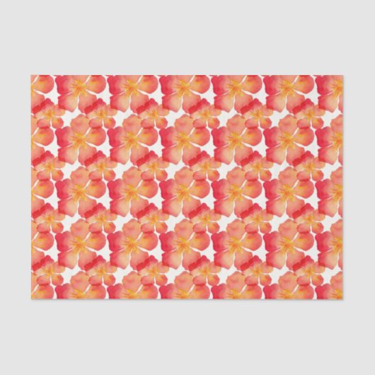 オレンジオレアンダーの花柄パターン 薄葉紙 (正面)