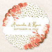 オレンジオレアンダーフラワーズフローラビーチ結婚式 ペーパーコースター (正面)