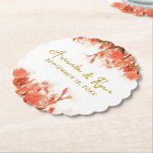 オレンジオレアンダーフラワーズフローラビーチ結婚式 ペーパーコースター (アングル)