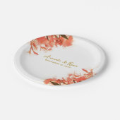 オレンジオレアンダーフラワーズフローラビーチ結婚式 ペーパープレート (アングル)