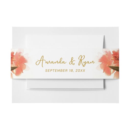 オレンジオレアンダーフラワーズフローラビーチ結婚式 招待状ベリーバンド (正面例)