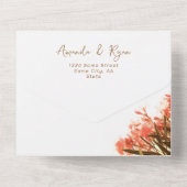 オレンジオレアンダーフラワートロピカルビーチ結婚式 オールインワン招待状 (裏面)